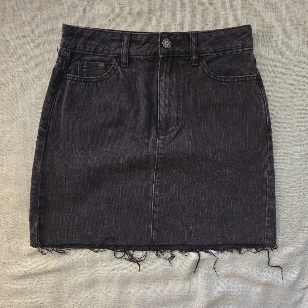 Hollister Black Denim High Waisted Skirt